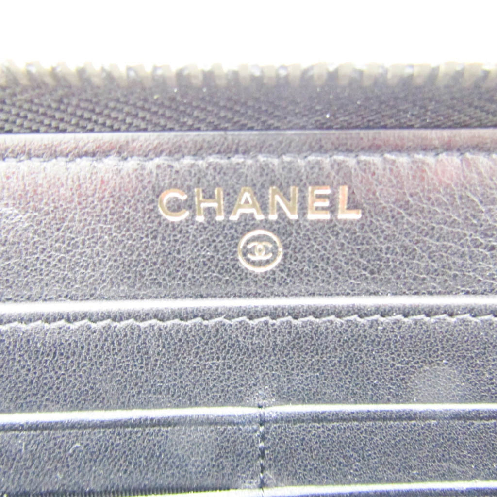 Chanel Black Leather Long Wallet (Bi-Fold) (Pre-Owned)