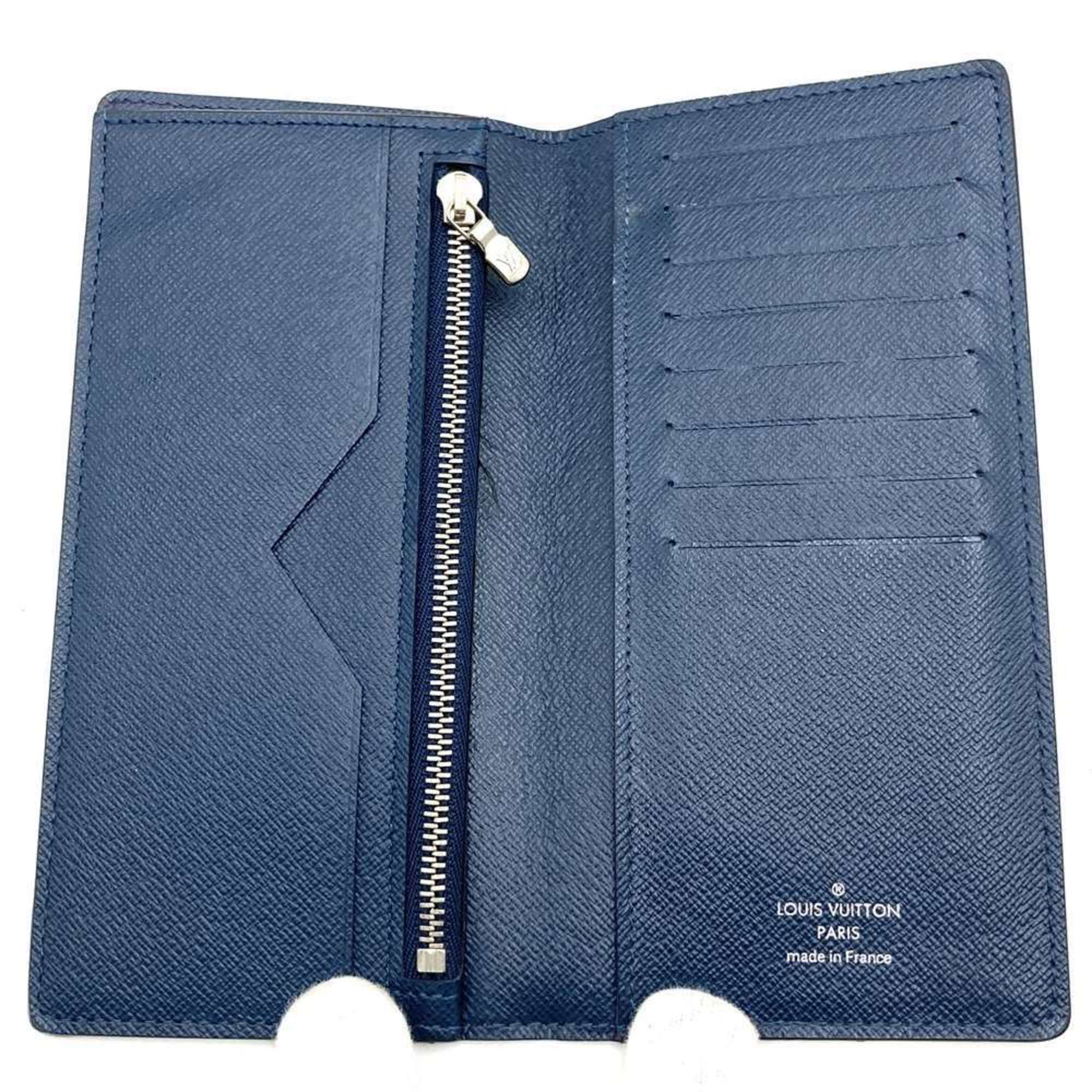 Louis Vuitton Taiga Navy Taiga Leather Long Wallet (Bi-Fold) (Pre-Owned)