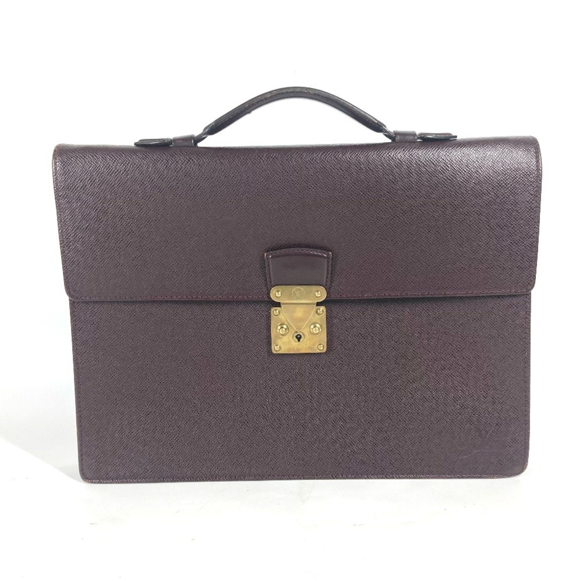 Louis Vuitton Acajou Red Color Wine Taiga Leather Leather Briefcase (Pre-Owned)