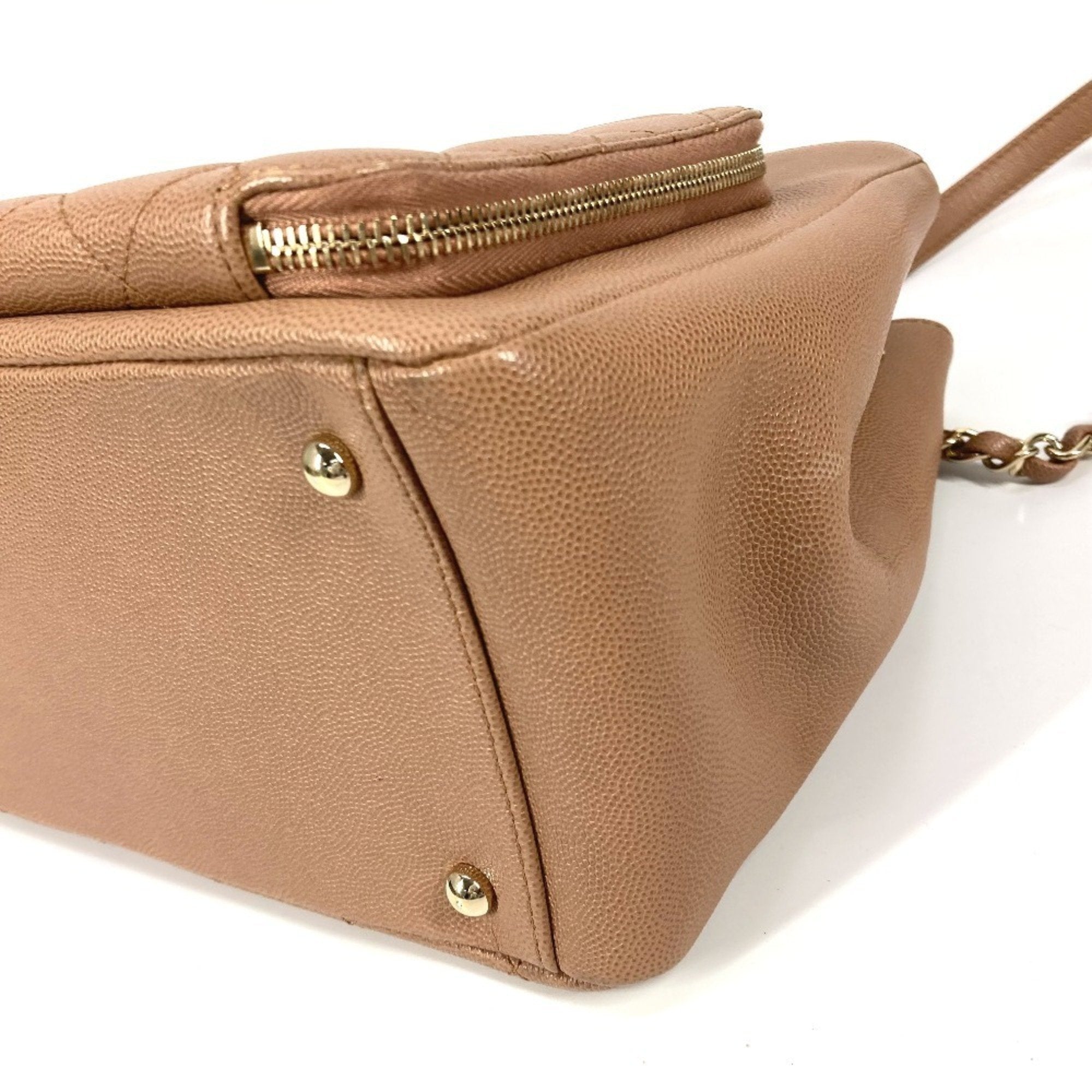 Chanel Beige Grained Calfskin Shoulder Bag Tote Bag (Pre-Owned)