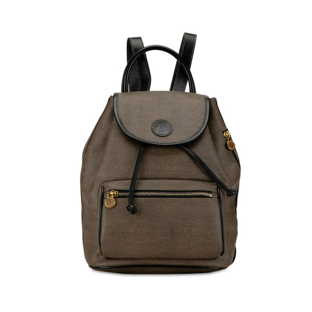 Fendi Zucchino Black Grayish Zucchino Pvc Leather Backpack (Pre-Owned)