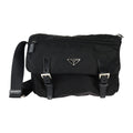Prada Black Nylon Leather Messenger Bag Shoulder Bag (Pre-Owned)