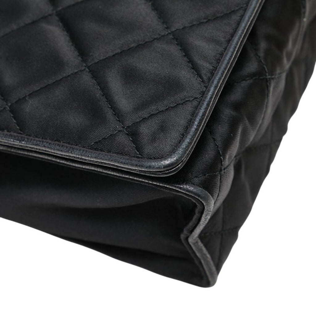 Chanel Black Satin Leather Shoulder Bag (Pre-Owned)