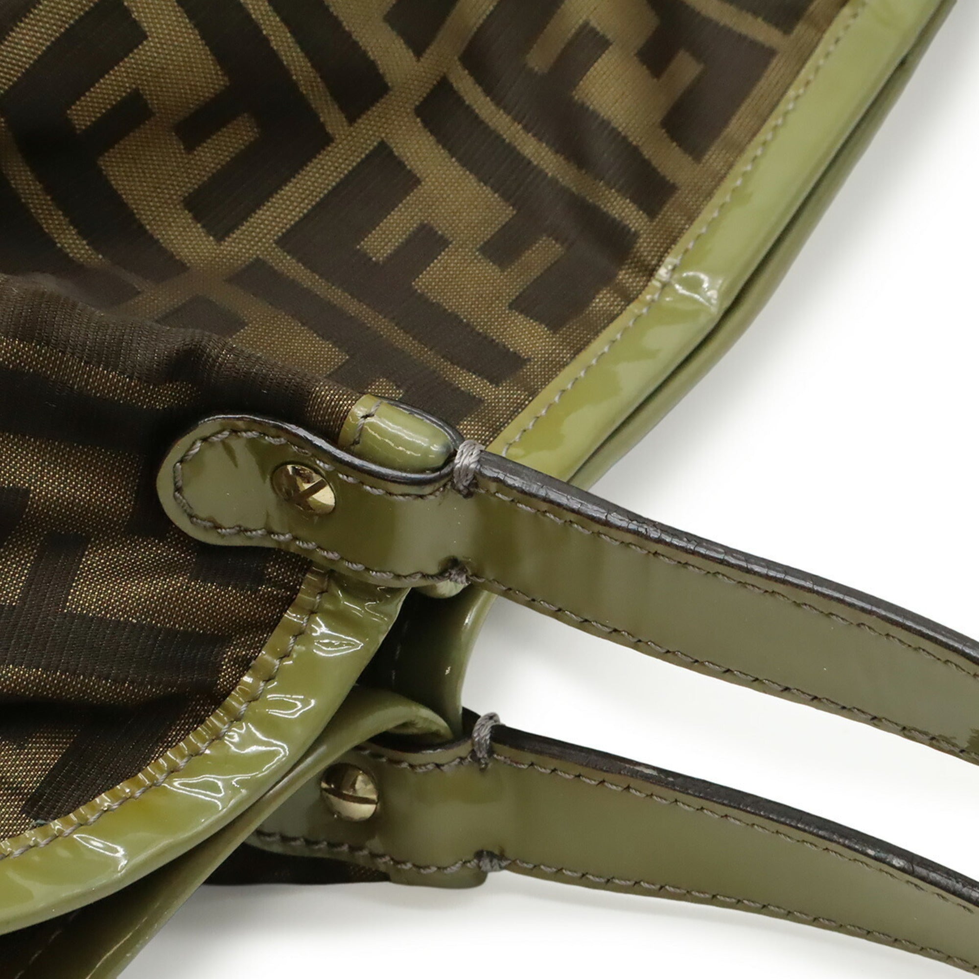 Fendi Brown Dark Brown Khaki Khaki Brown Zucca Nylon Canvas Shoulder Bag Tote Bag (Pre-Owned)