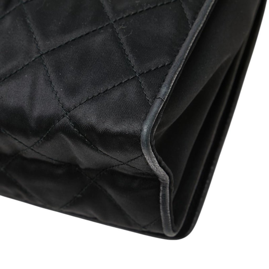 Chanel Black Satin Leather Shoulder Bag (Pre-Owned)