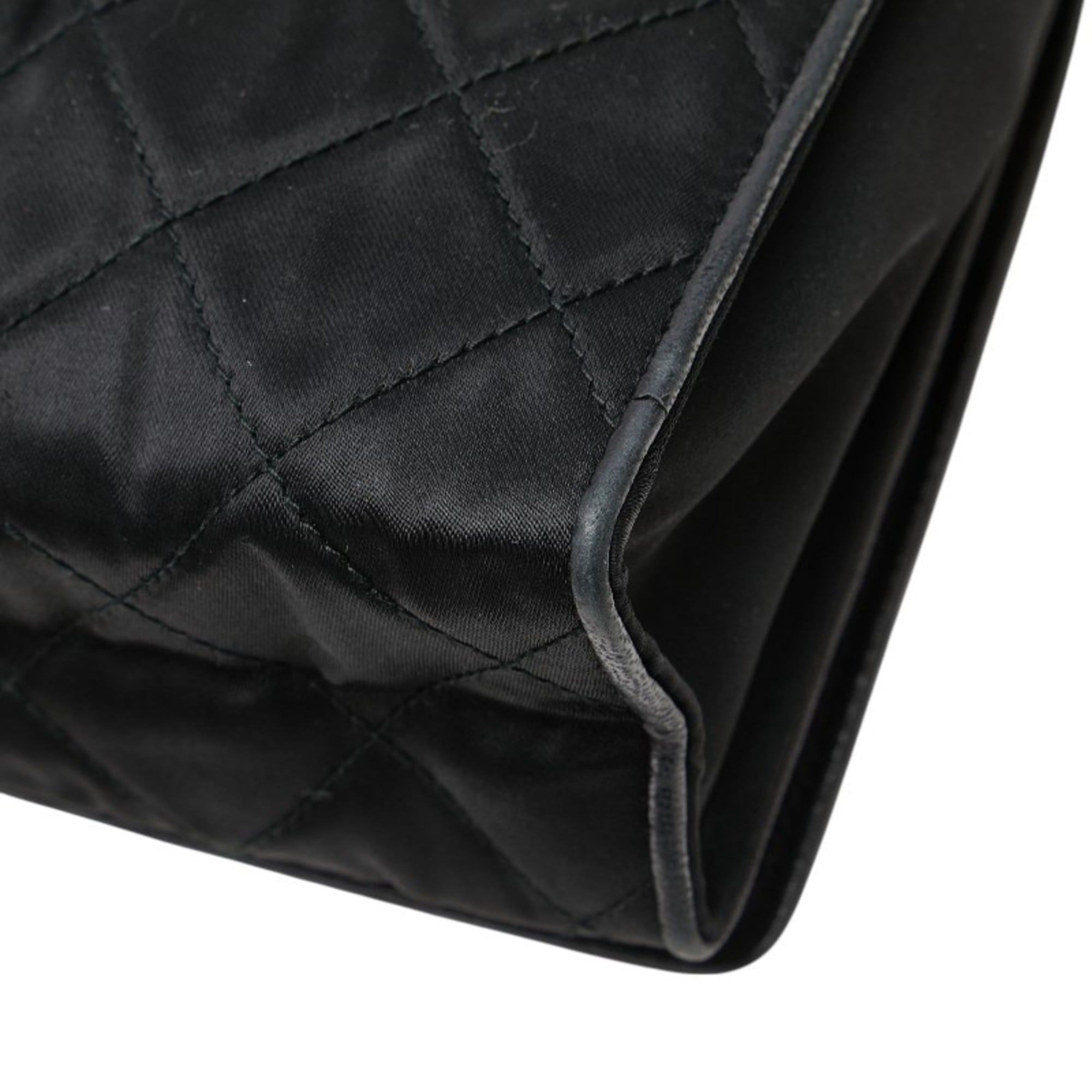 Chanel Black Satin Leather Shoulder Bag (Pre-Owned)