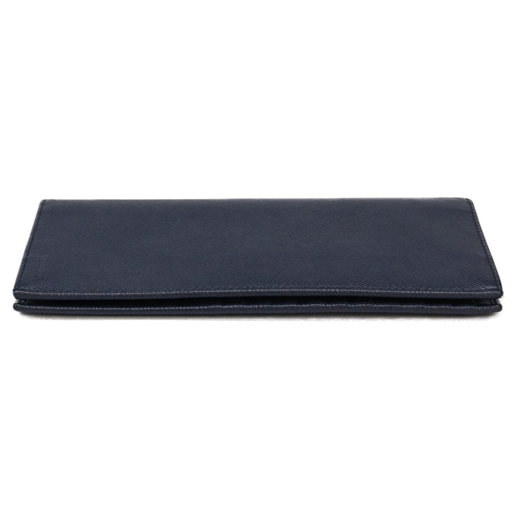 Prada Navy Leather Long Wallet (Bi-Fold) (Pre-Owned)