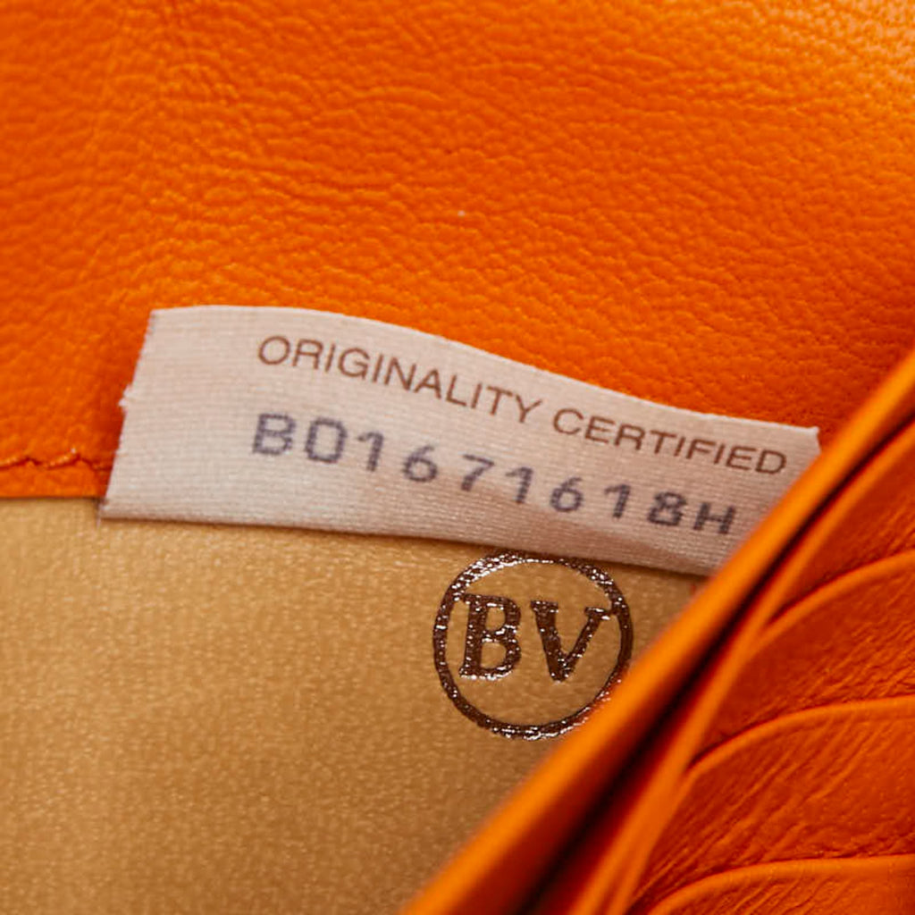 Bottega Veneta Orange Leather Long Wallet (Bi-Fold) (Pre-Owned)