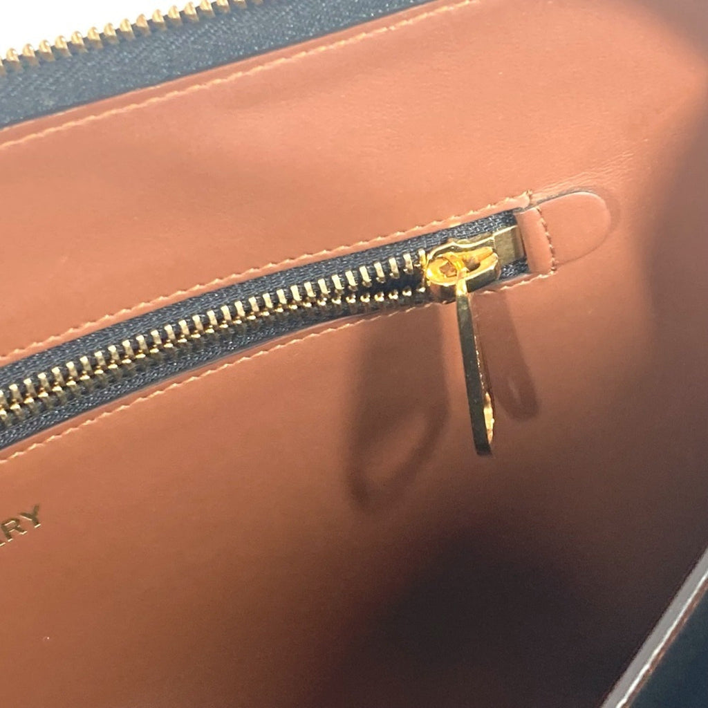 Burberry Brown Leather Canvas Clutch Bag Pouch (Pre-Owned)
