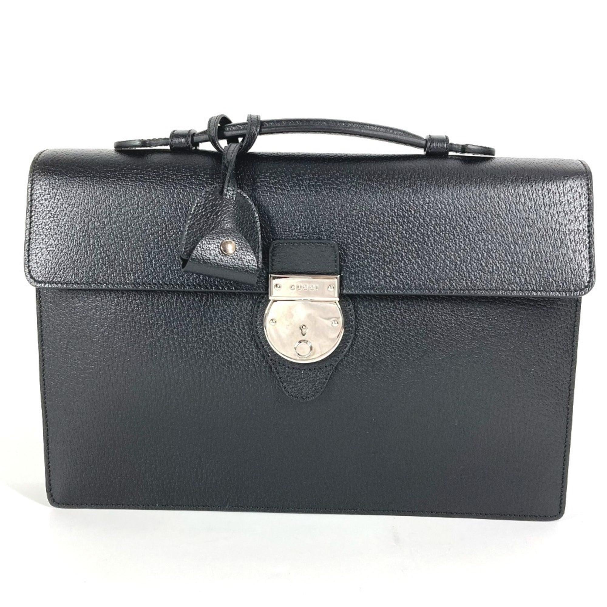Gucci Black Leather Briefcase Handbag (Pre-Owned)