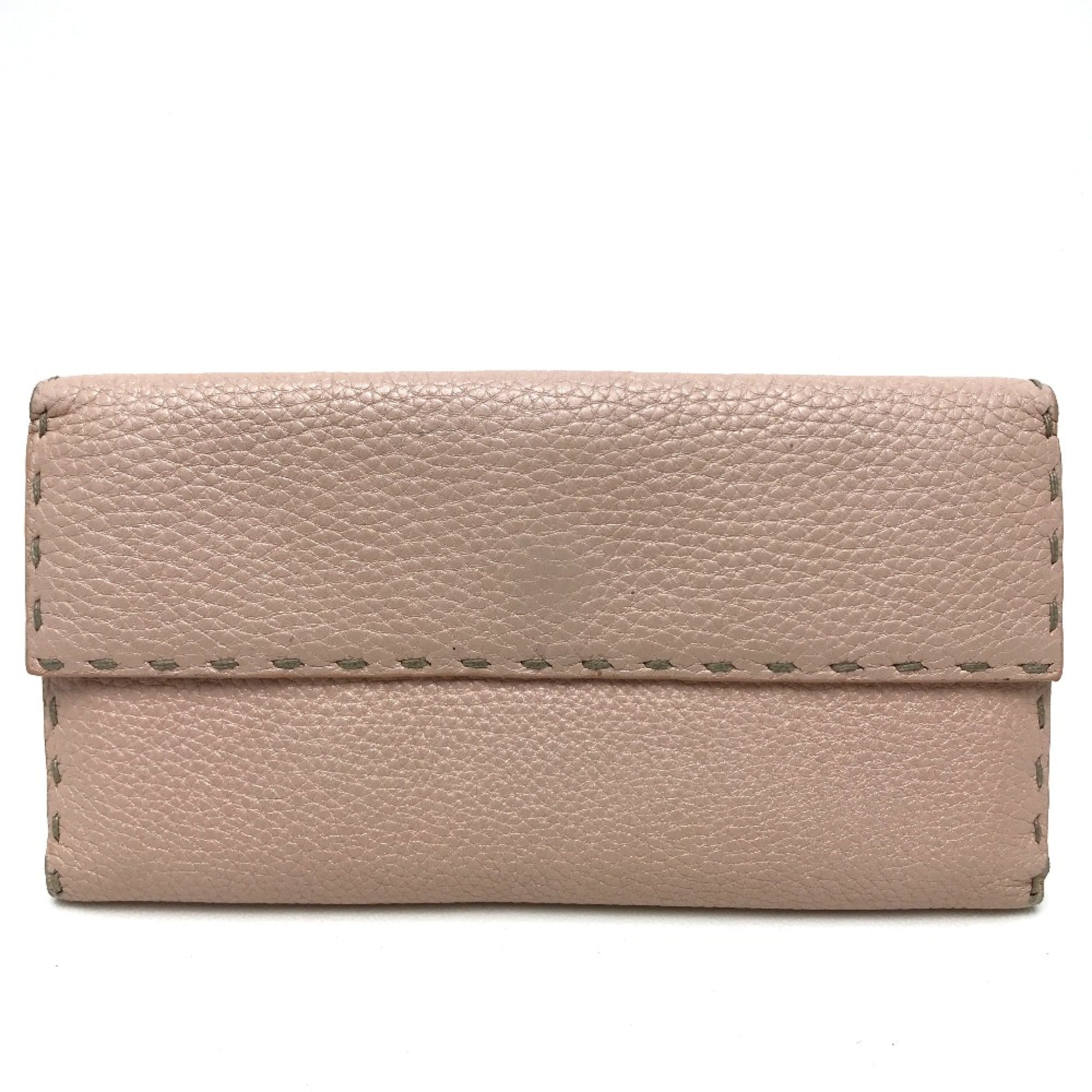 Fendi Pink Leather Long Wallet (Bi-Fold) (Pre-Owned)