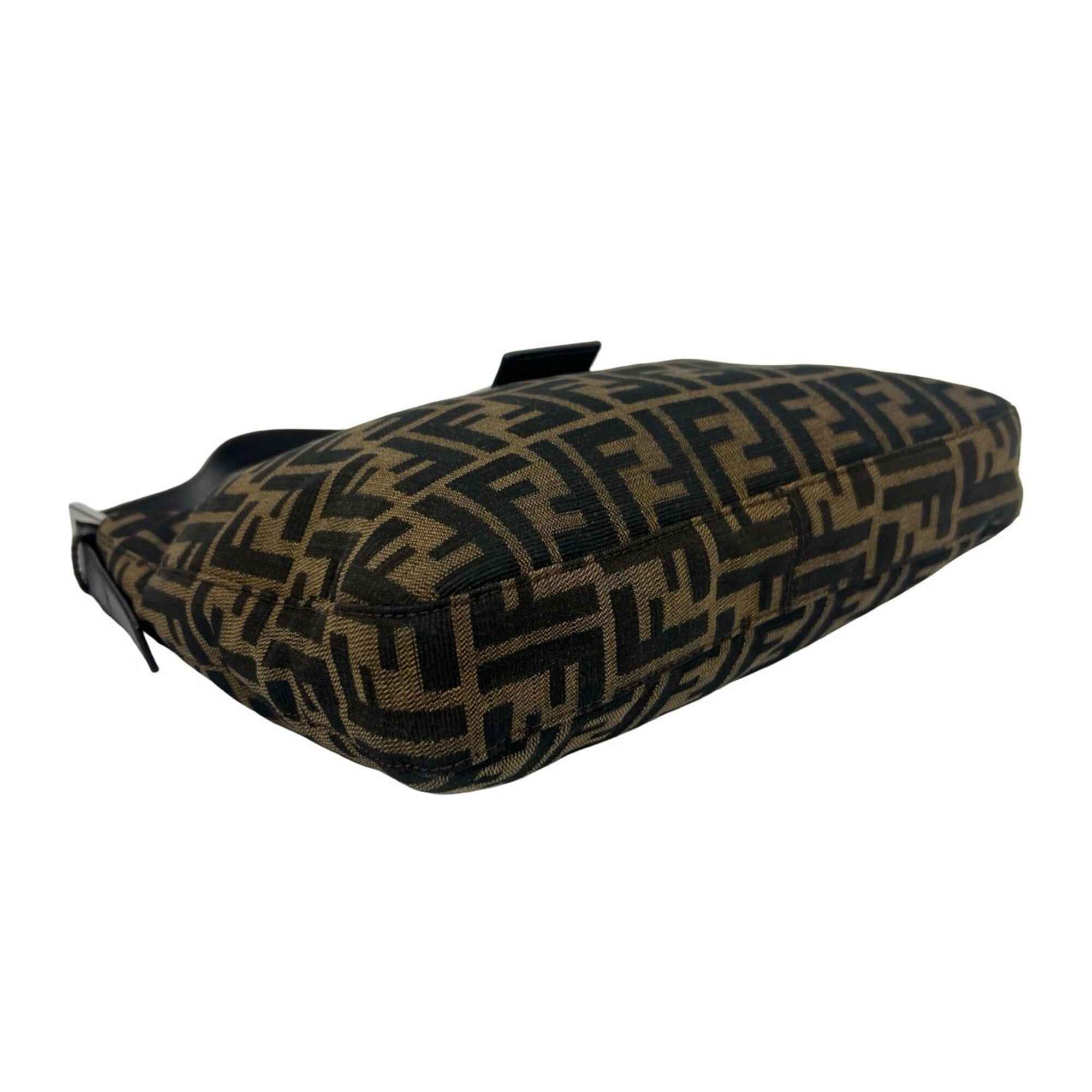 Fendi Black Brown Canvas Leather Shoulder Bag (Pre-Owned)