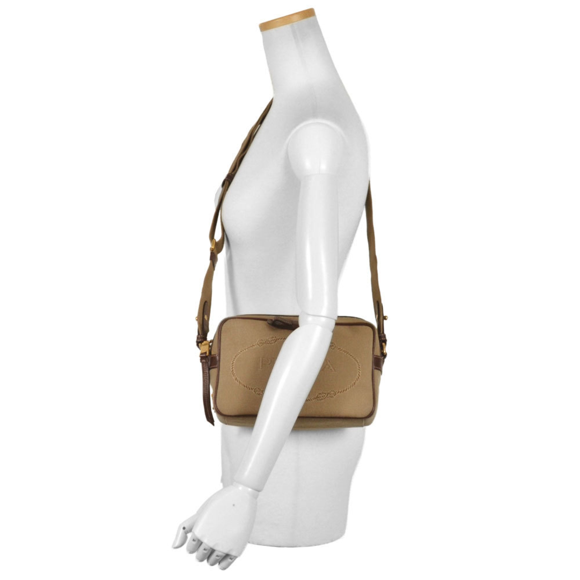 Prada Beige Jacquard Shoulder Bag (Pre-Owned)