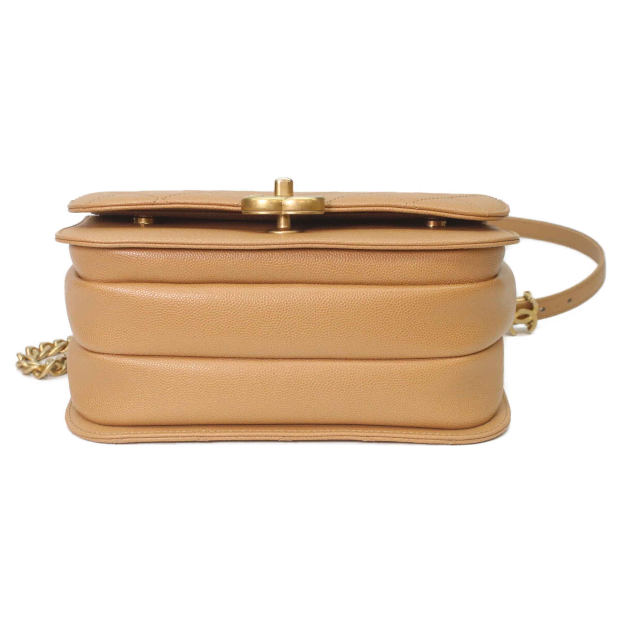Chanel Beige Grained Calfskin Shoulder Bag (Pre-Owned)