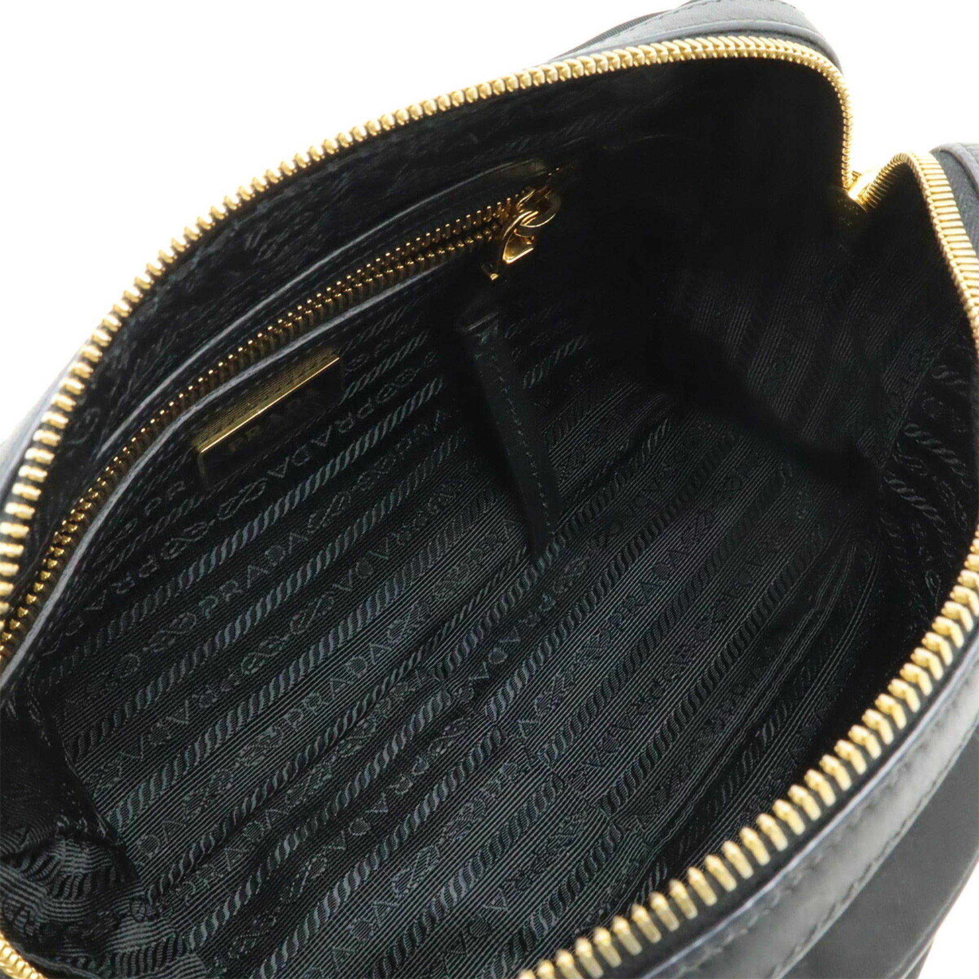 Prada Black Nero Nylon Leather Clutch Bag Handbag Pochette Pouch Shoulder Bag (Pre-Owned)