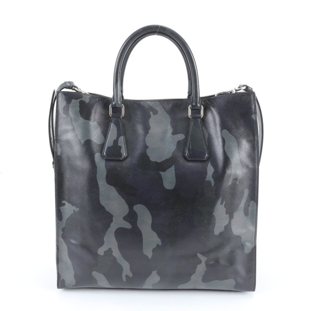 Prada Black Leather Shoulder Bag Tote Bag (Pre-Owned)