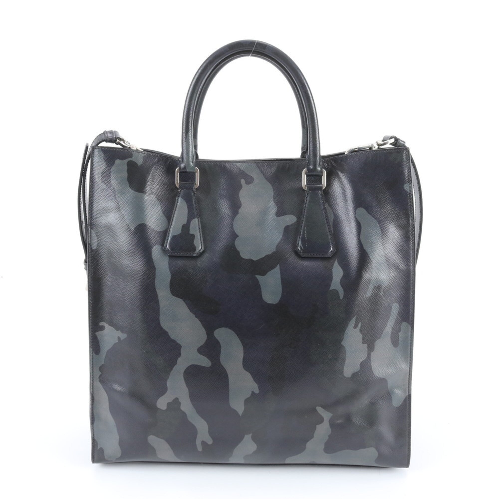Prada Black Leather Shoulder Bag Tote Bag (Pre-Owned)