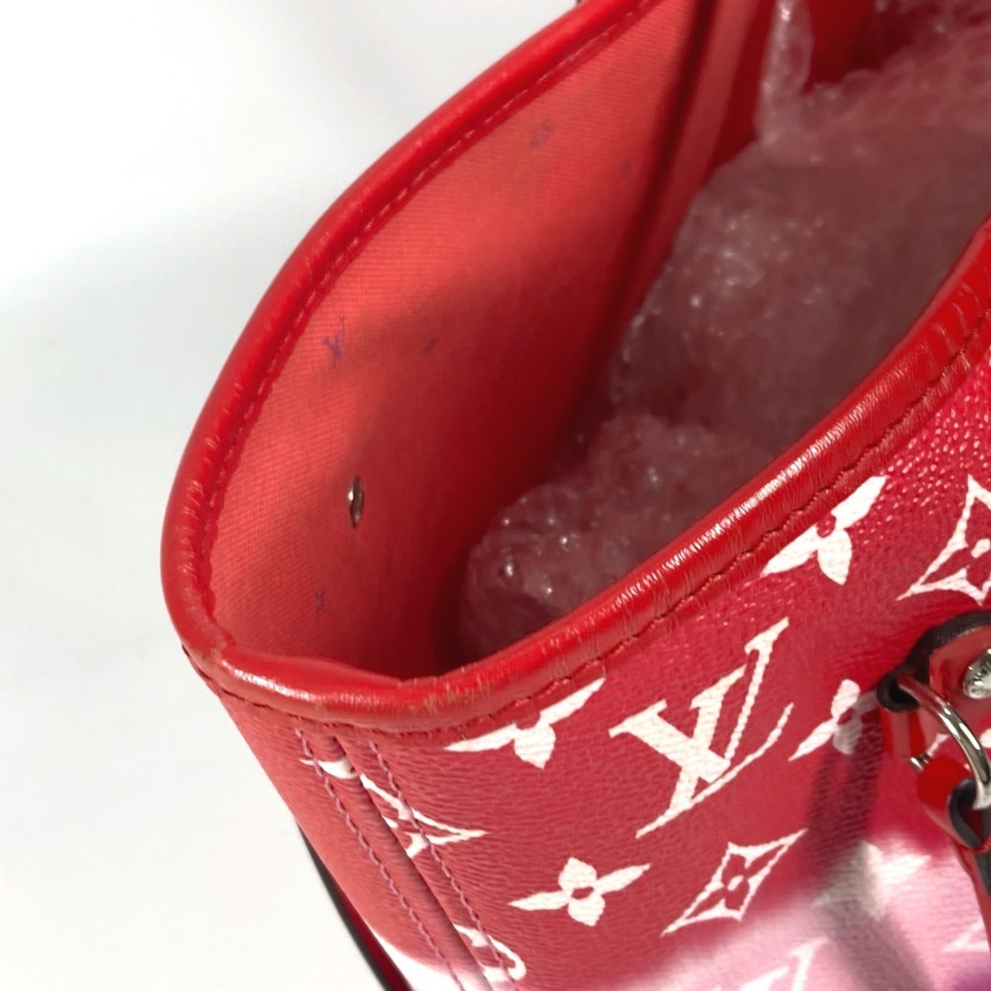 Louis Vuitton Pink Red Color Canvas Shoulder Bag Tote Bag (Pre-Owned)