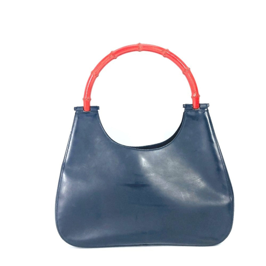 Gucci Black Red Color Leather Handbag Shoulder Bag (Pre-Owned)