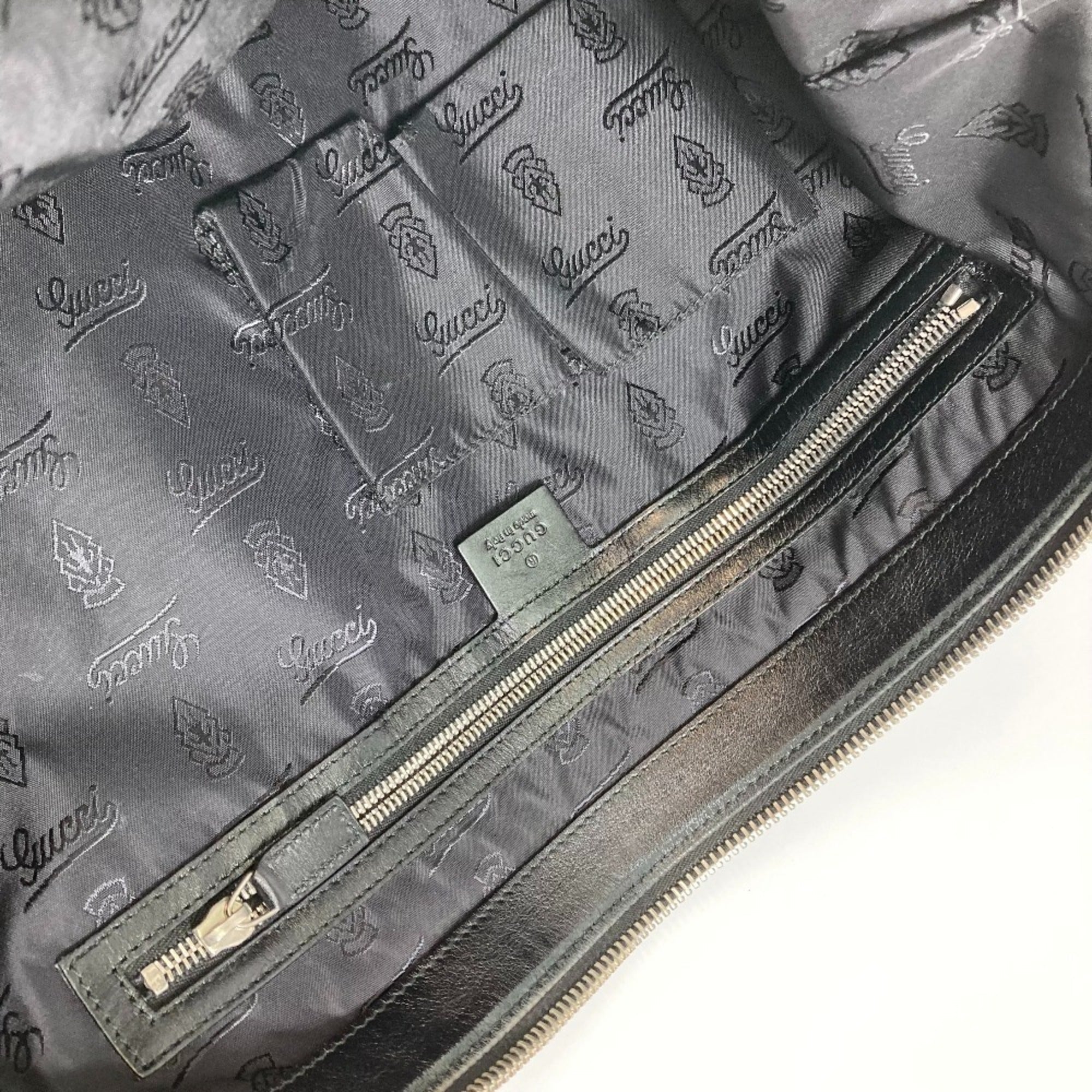 Gucci Diamante Black Gray Canvas Shoulder Bag (Pre-Owned)