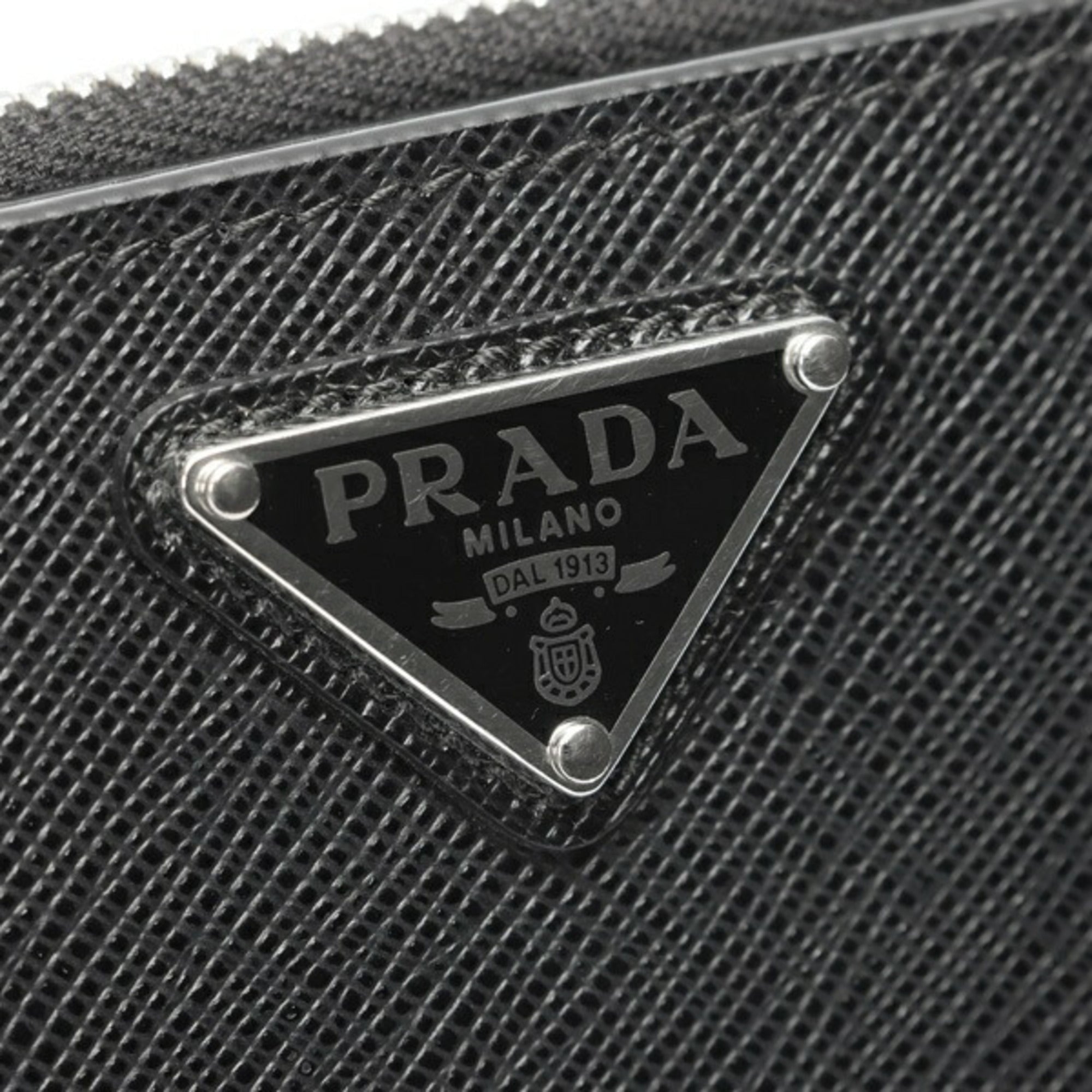 Prada Black Saffiano Triangle Wallet (Bi-Fold) (Pre-Owned)