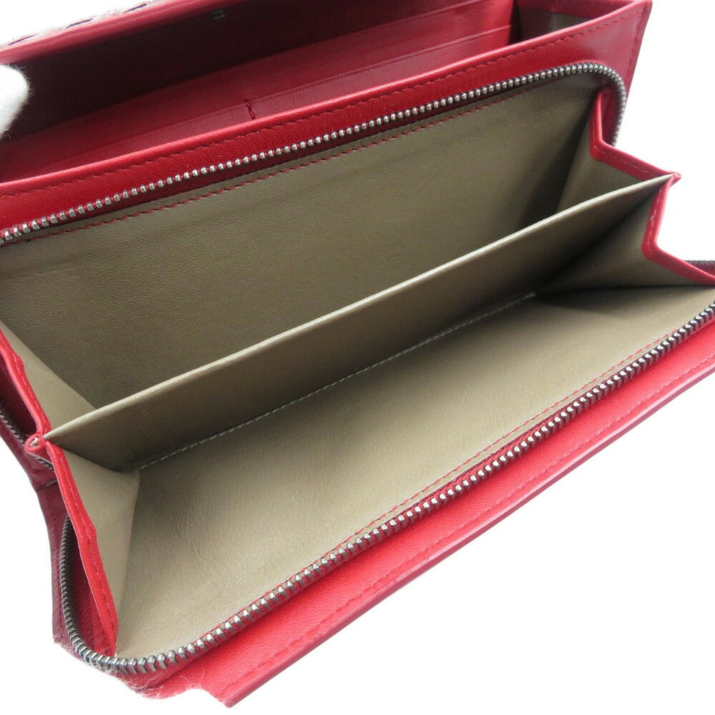 Bottega Veneta Red Color Intrecciato Long Wallet (Bi-Fold) (Pre-Owned)