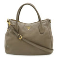 Prada Grayish Leather Shoulder Bag Tote Bag (Pre-Owned)