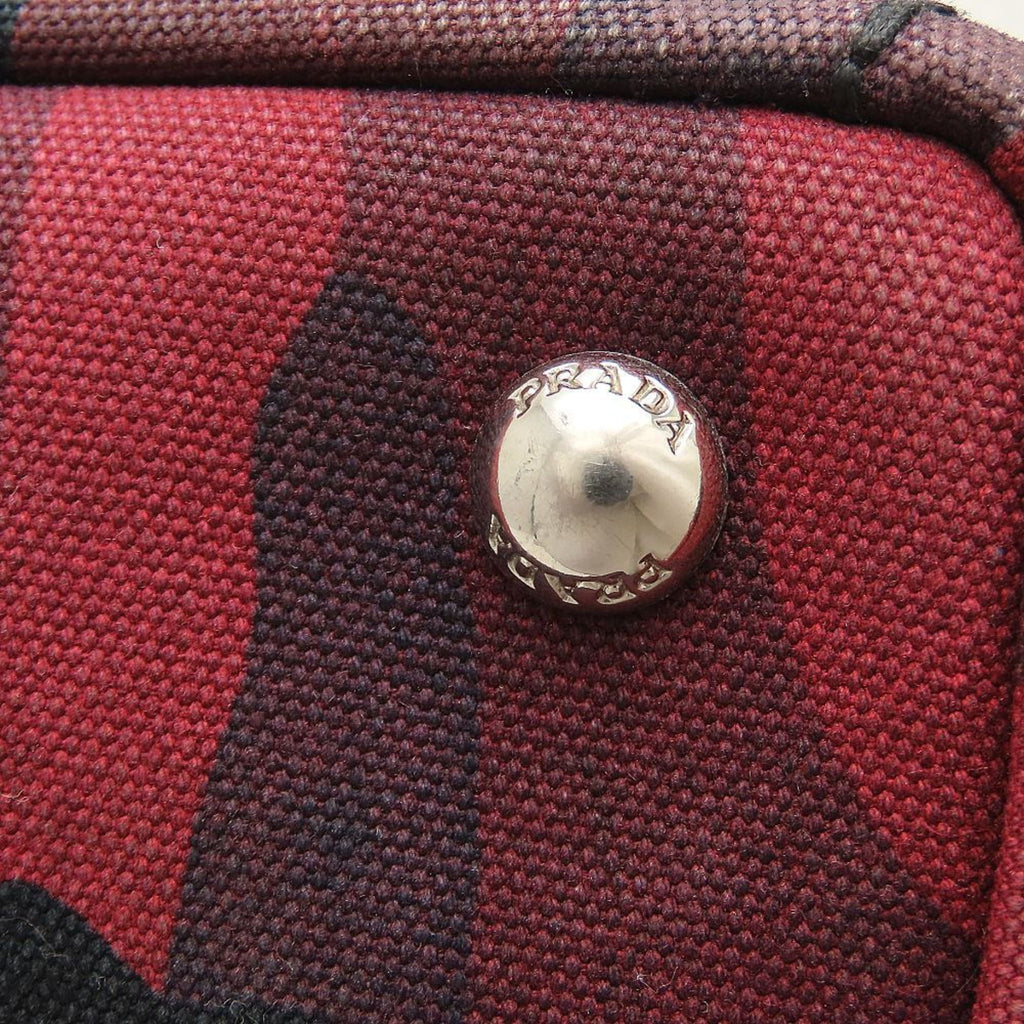 Prada Canapa Red Color Canvas Tote Bag (Pre-Owned)