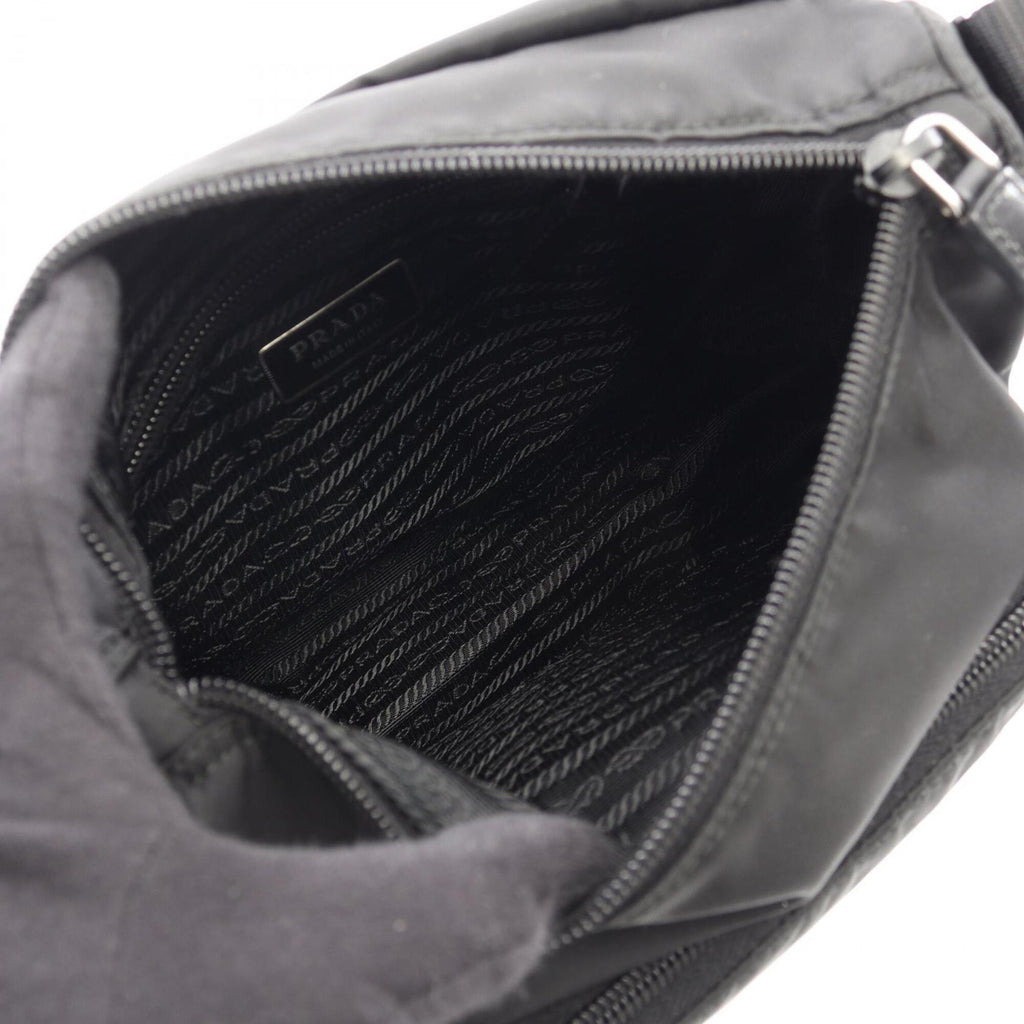 Prada Black Nylon Leather Handbag Shoulder Bag (Pre-Owned)