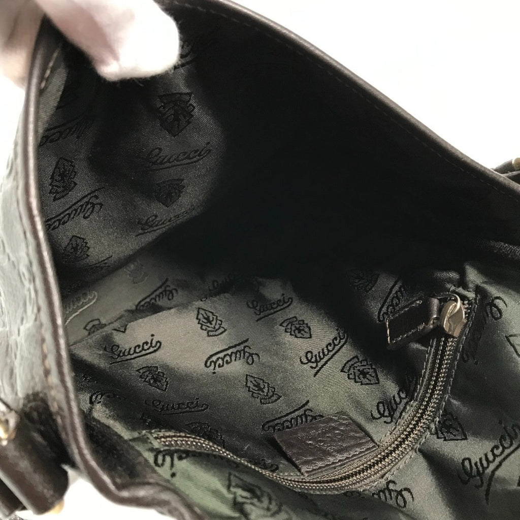 Gucci Dark Brown Leather Pochette Shoulder Bag (Pre-Owned)