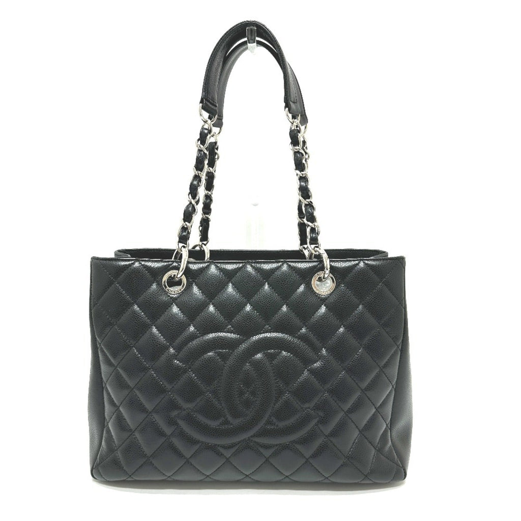 Chanel Black Grained Calfskin Handbag Tote Bag (Pre-Owned)