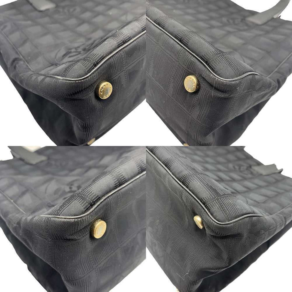 Chanel Black New Travel Line Leather Shoulder Bag Tote Bag (Pre-Owned)