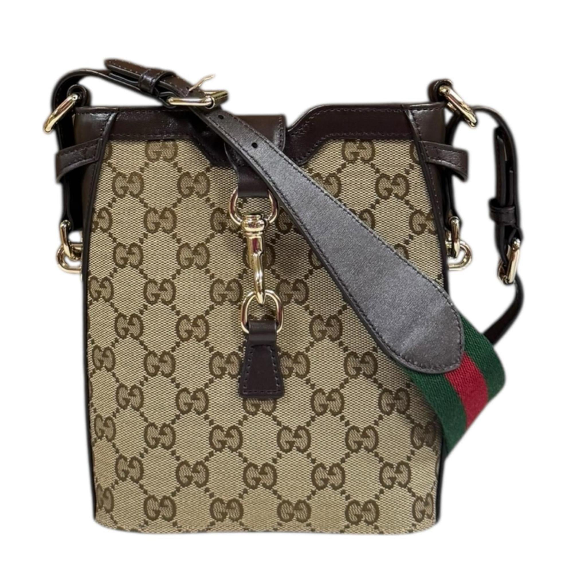 Gucci Beige Gg Supreme Canvas Leather Shoulder Bag (Pre-Owned)