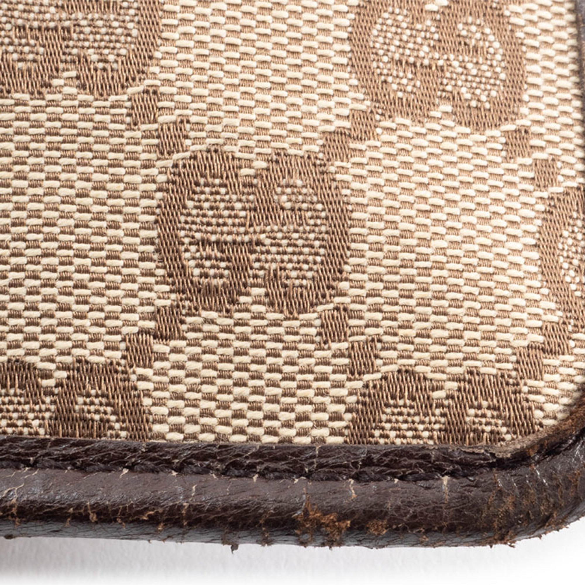 Gucci Gg Canvas Beige Brown Gg Canvas Leather Shoulder Bag (Pre-Owned)