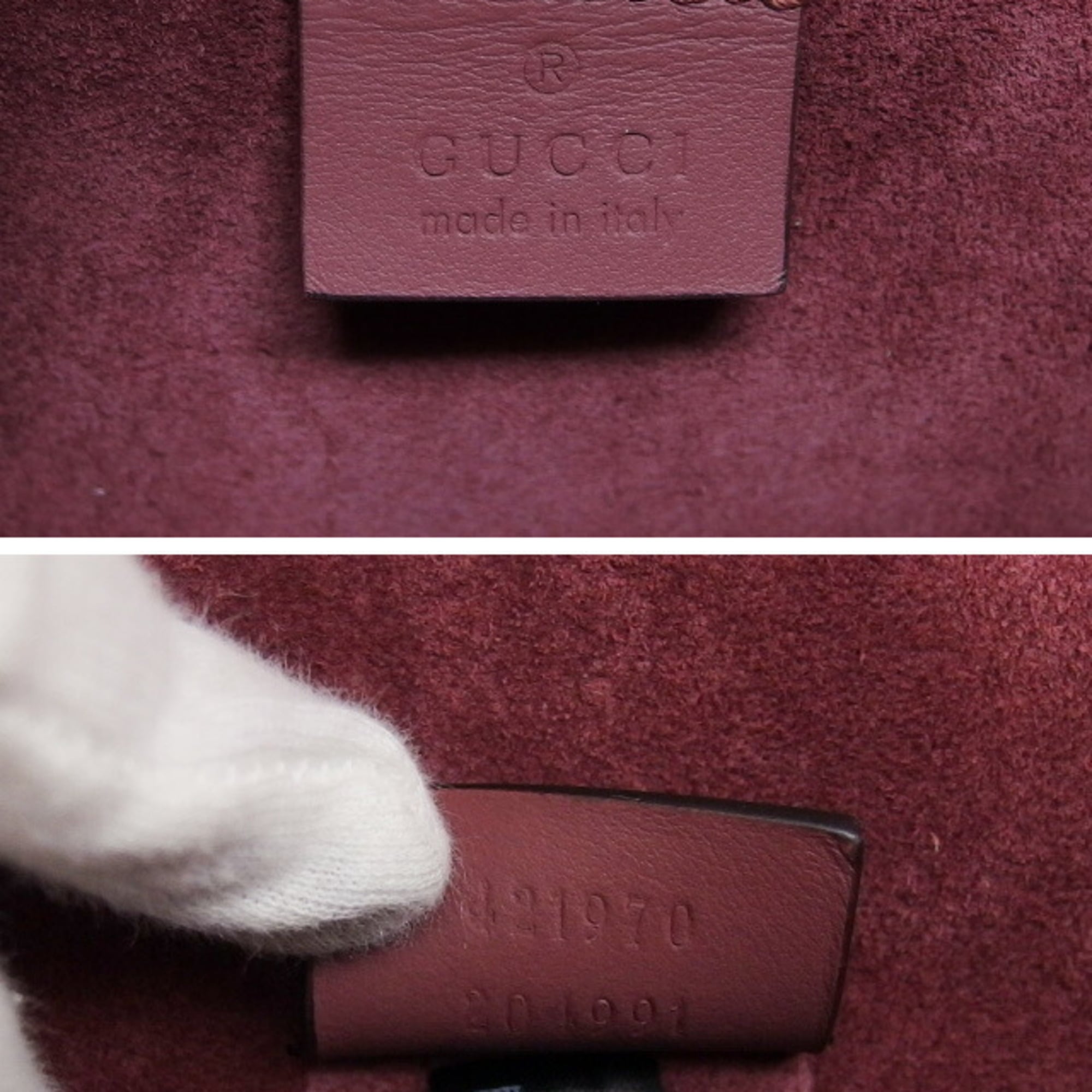 Gucci Beige Bordeaux Pink Coated Canvas Suede Shoulder Bag (Pre-Owned)