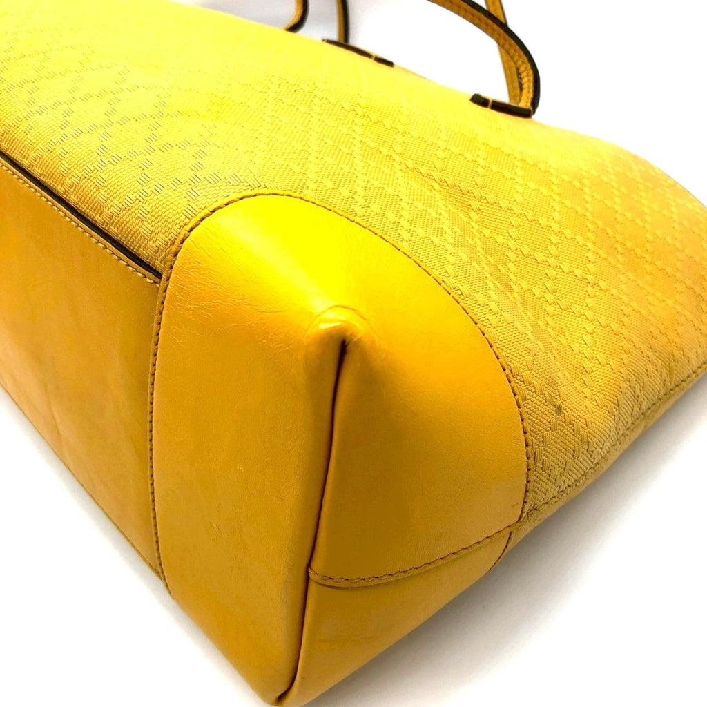 Gucci Diamante Yellow Leather Shoulder Bag Tote Bag (Pre-Owned)