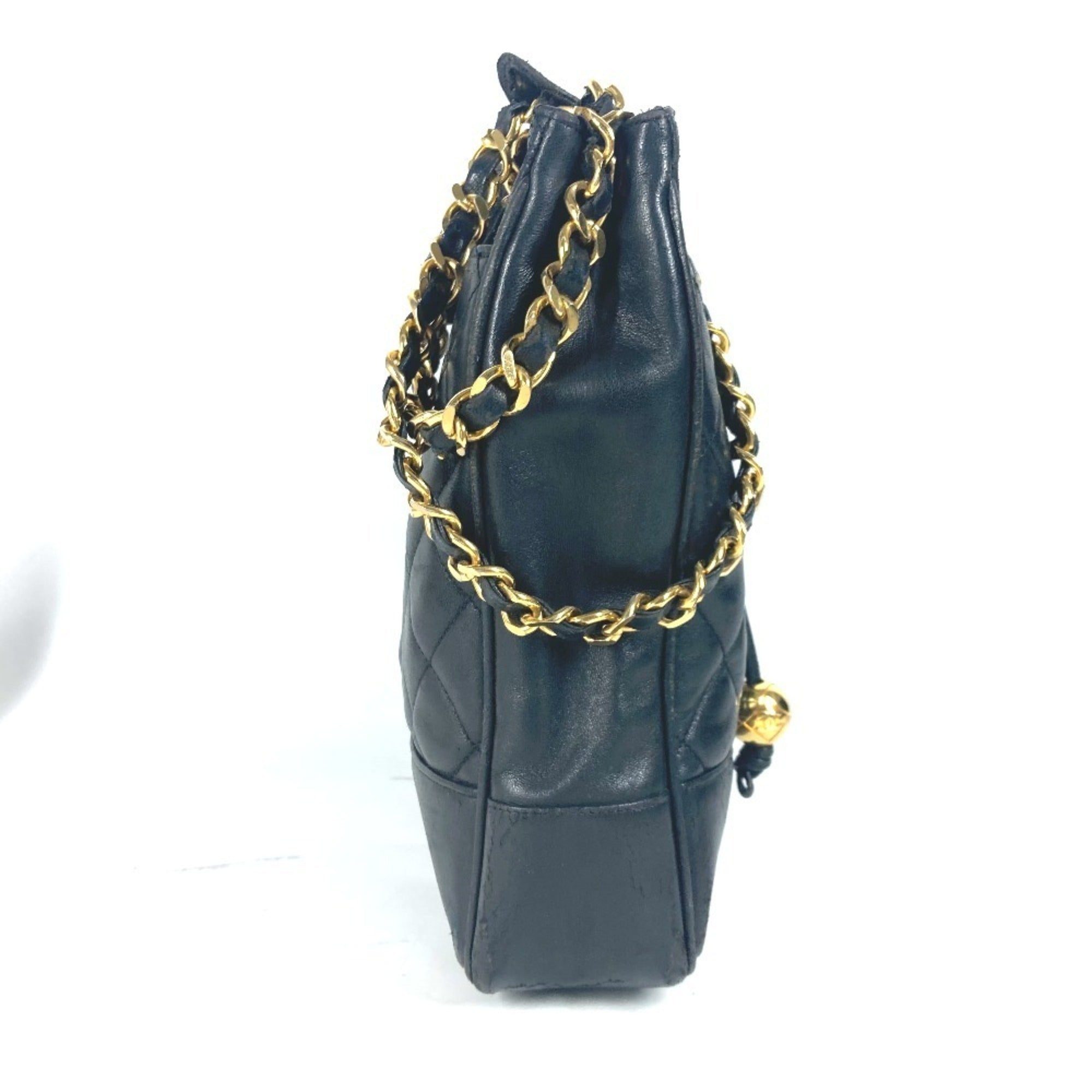 Chanel Black Gold Leather Shoulder Bag Tote Bag (Pre-Owned)