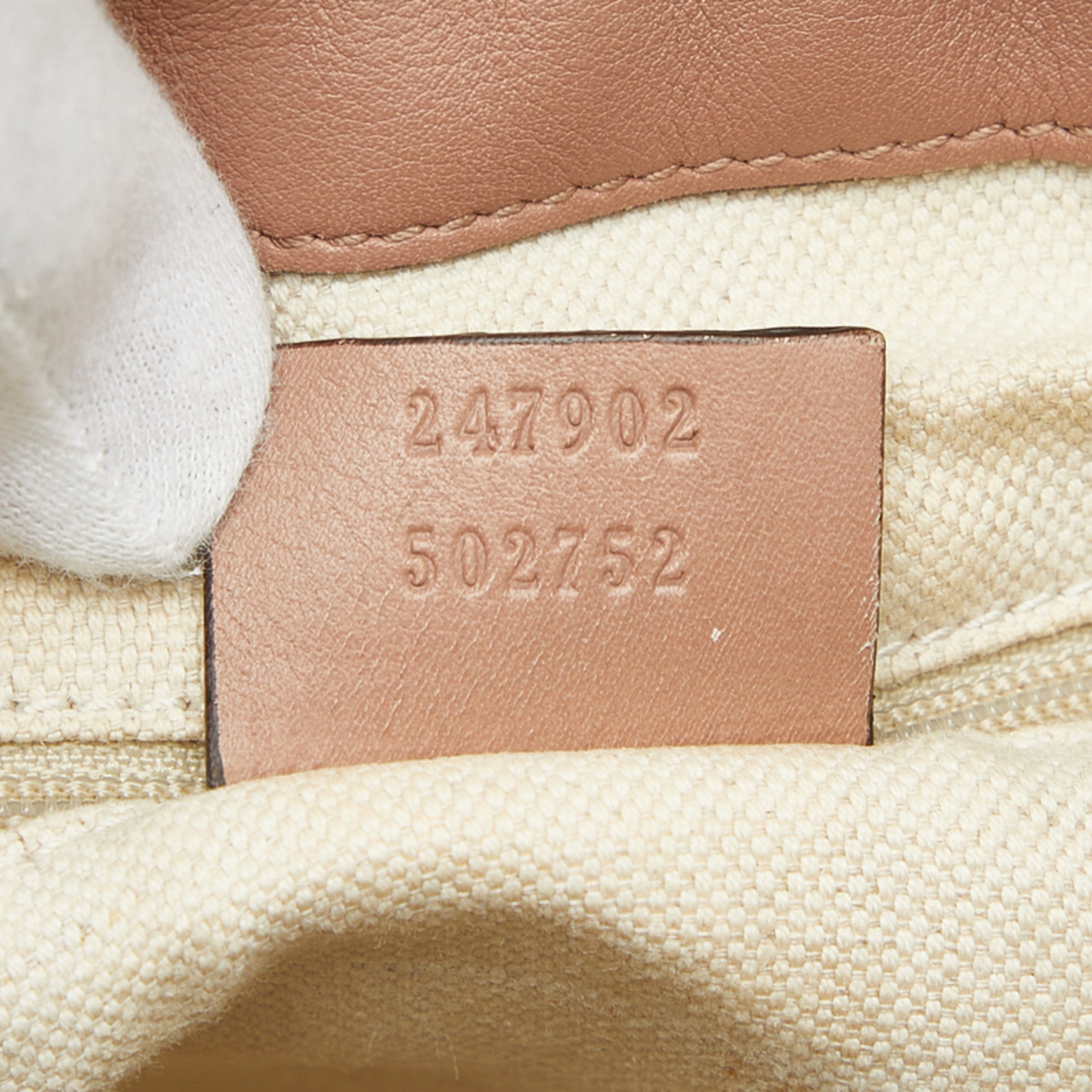 Gucci Beige Pink Canvas Leather Handbag Shoulder Bag (Pre-Owned)
