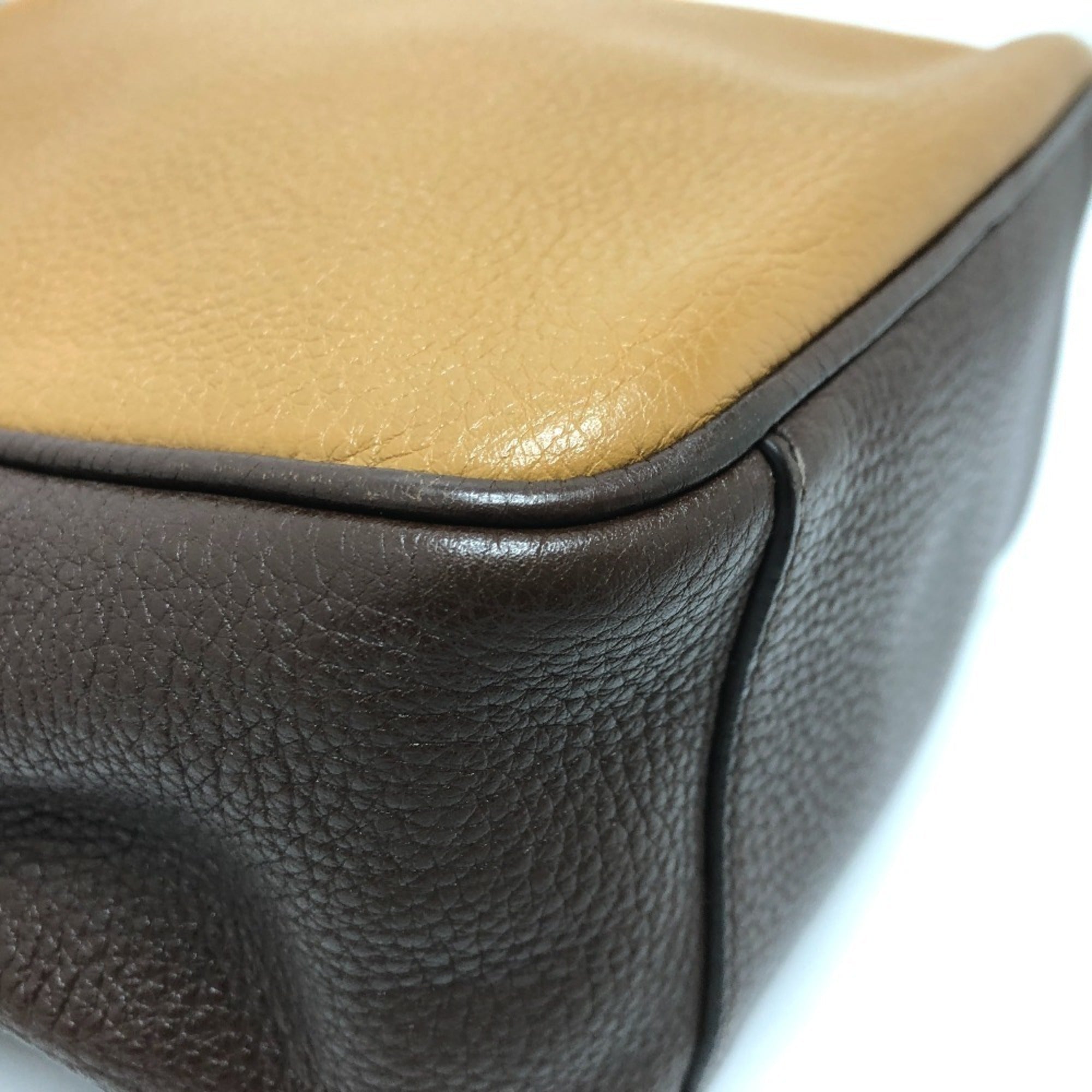 Prada Beige Brown Leather Shoulder Bag (Pre-Owned)