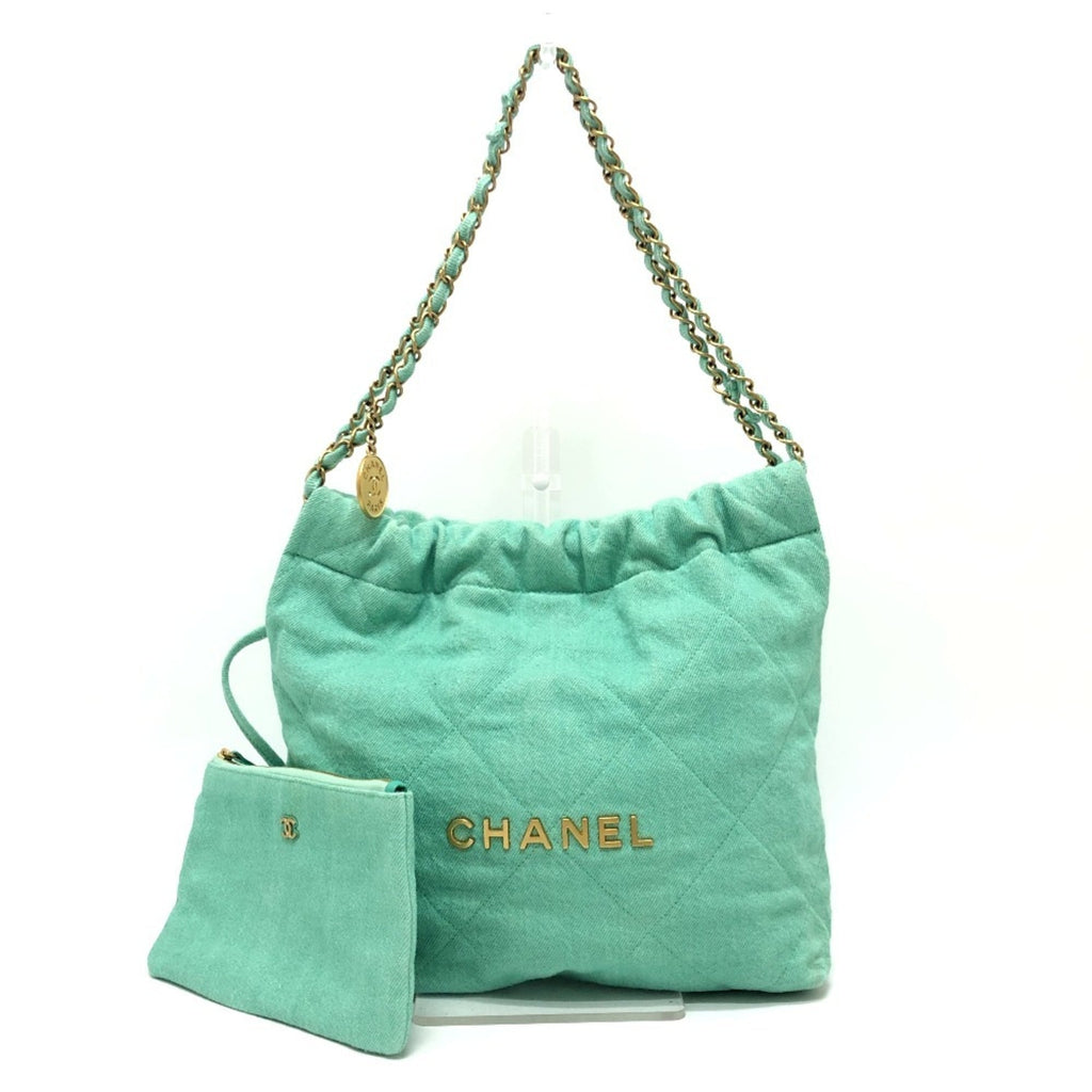 Chanel Matelasse Green Turquoise Denim Handbag Shoulder Bag (Pre-Owned)
