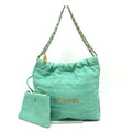 Chanel Matelasse Green Turquoise Denim Handbag Shoulder Bag (Pre-Owned)