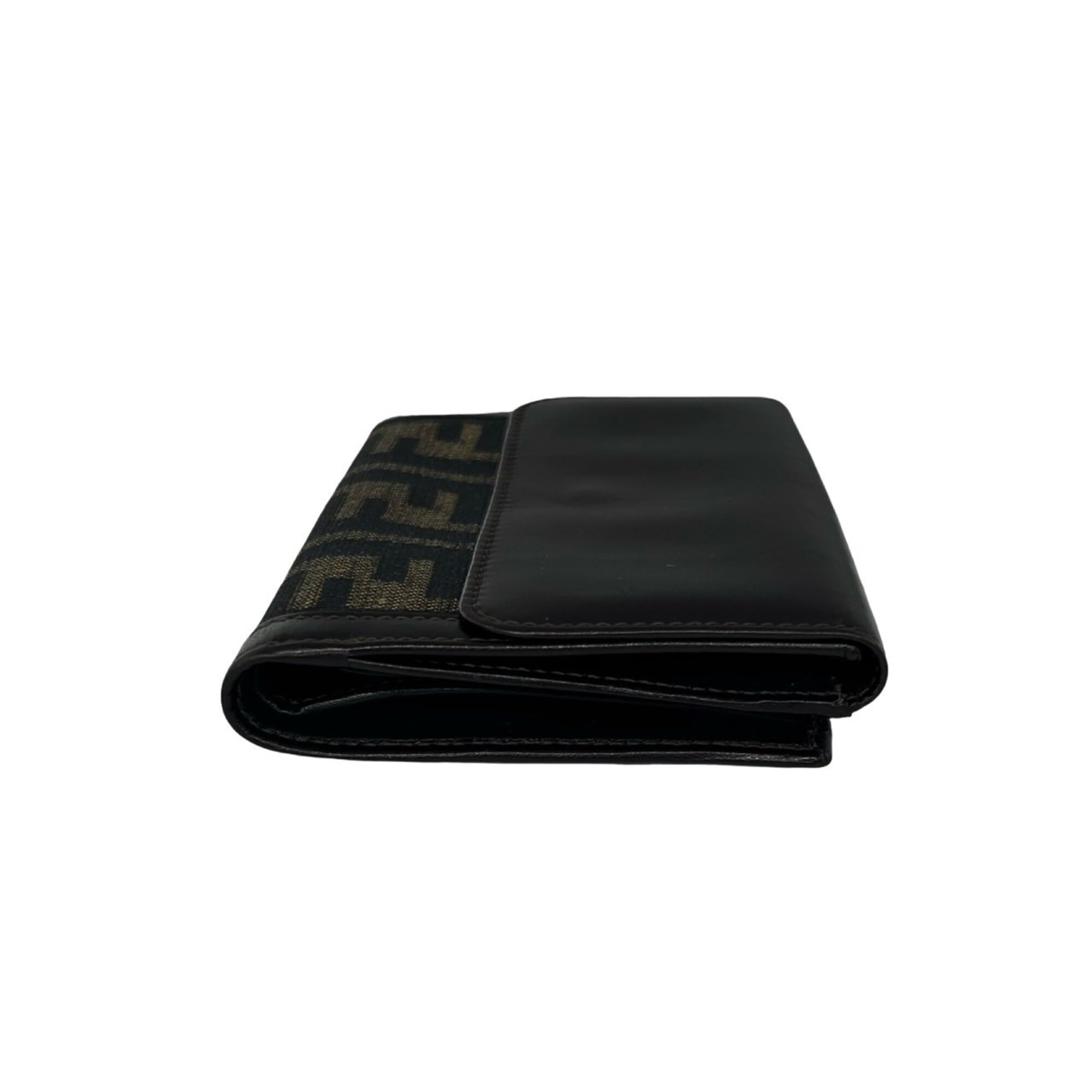 Fendi Black Brown Canvas Leather Wallet (Bi-Fold) (Pre-Owned)