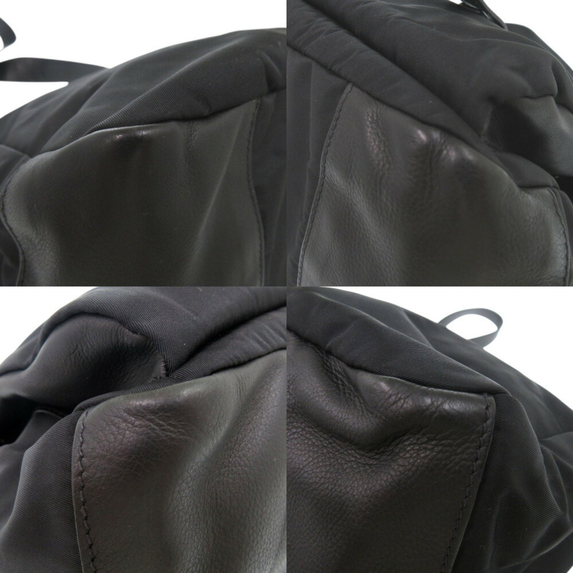 Prada Nero Leather Nylon Messenger Bag Shoulder Bag (Pre-Owned)