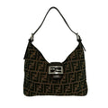 Fendi Black Brown Canvas Leather Shoulder Bag (Pre-Owned)