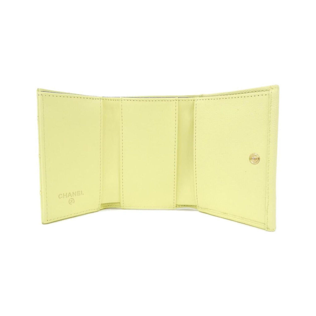 Chanel Yellow Grained Calfskin Wallet (Bi-Fold) (Pre-Owned)