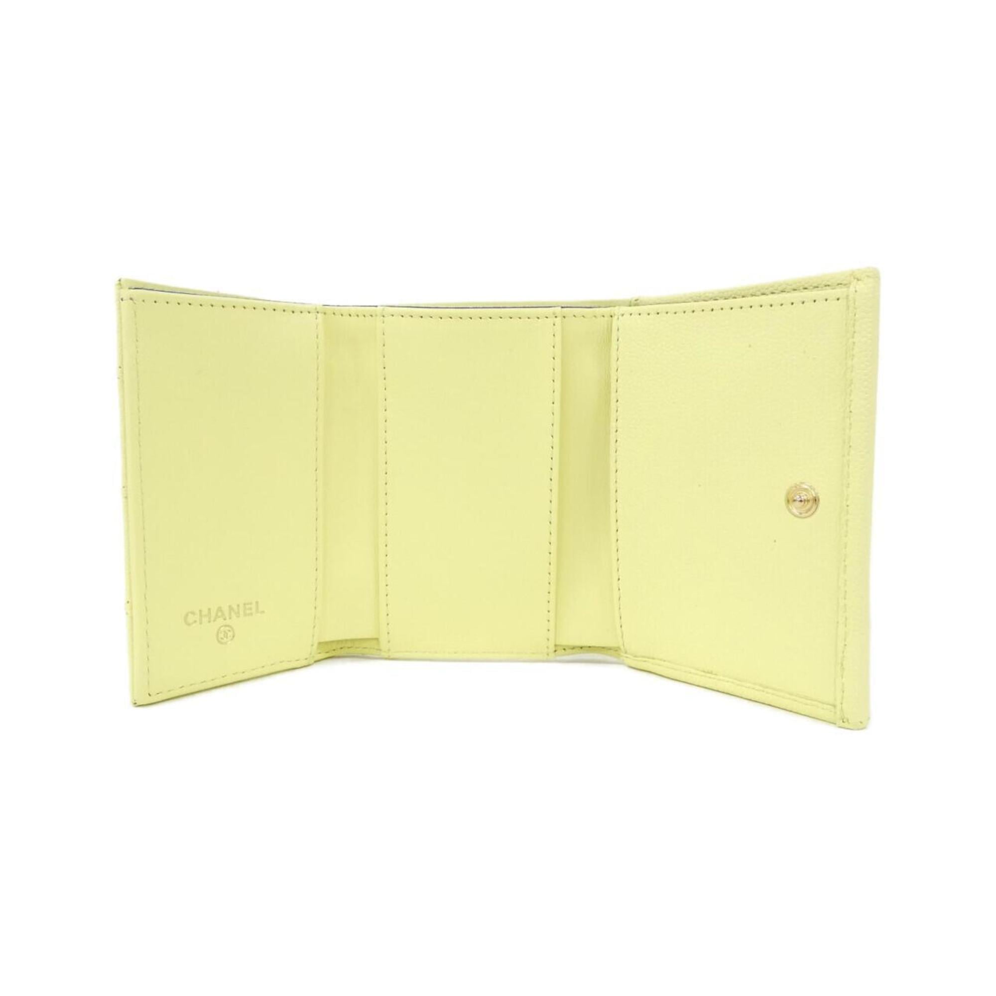 Chanel Yellow Grained Calfskin Wallet (Bi-Fold) (Pre-Owned)