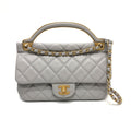 Chanel Gray Leather Shoulder Bag (Pre-Owned)