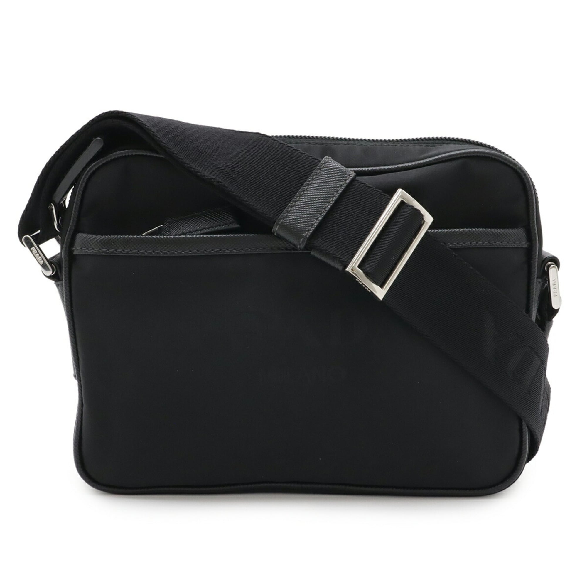 Prada Black Nero Nylon Leather Shoulder Bag (Pre-Owned)