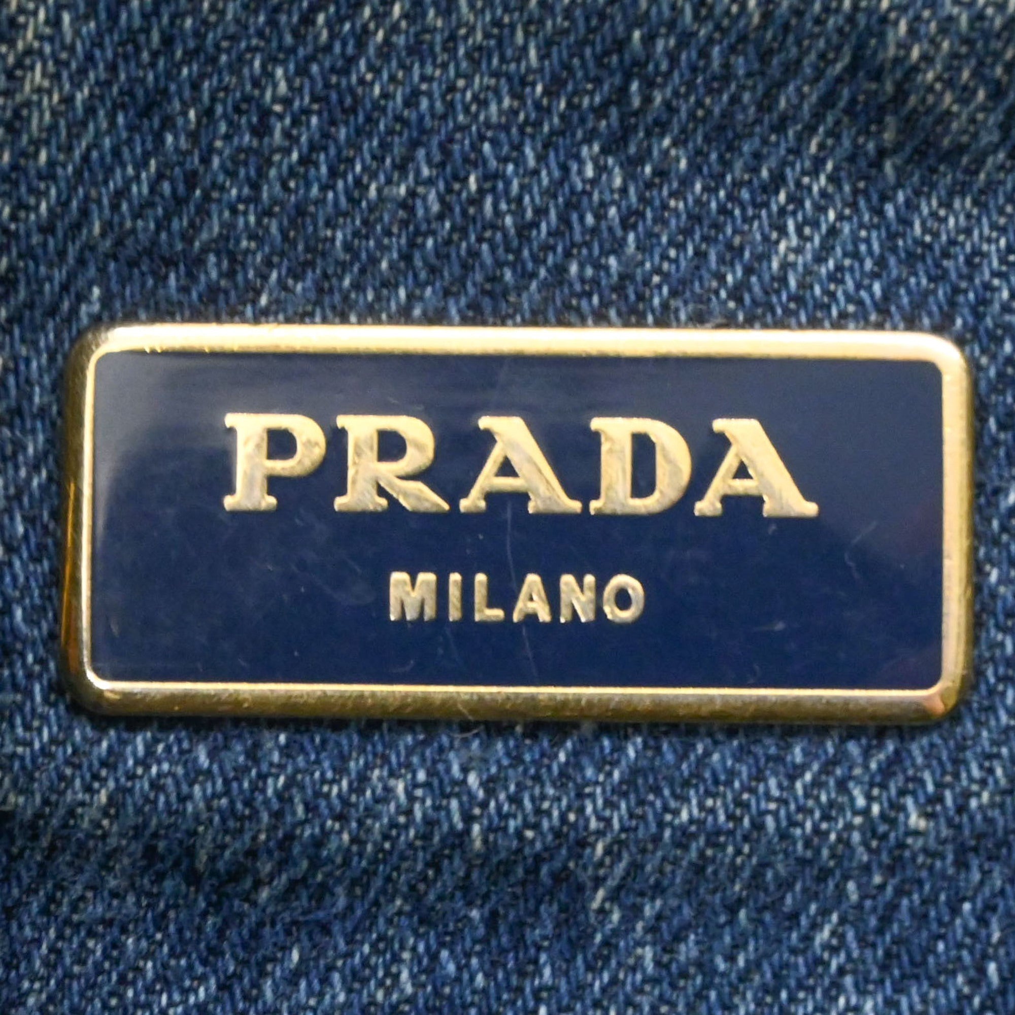 Prada Blue Denim Handbag Shoulder Bag Tote Bag (Pre-Owned)