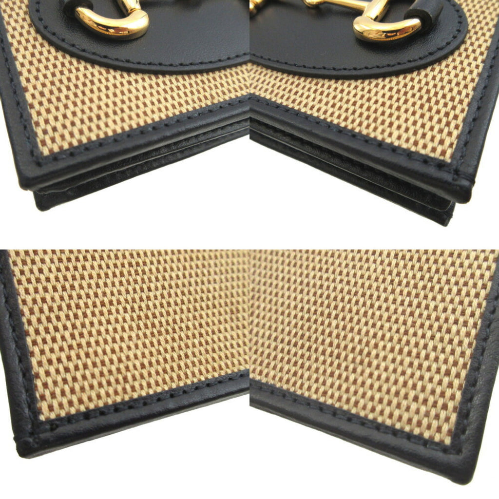 Gucci Beige Navy Canvas Leather Coin Purse/Coin Case (Pre-Owned)